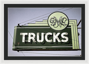 Photo Of A Vintage Gmc Trucks Sign - Framed Print