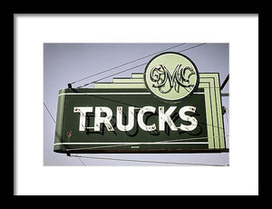 Photo Of A Vintage Gmc Trucks Sign - Framed Print