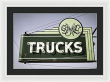 Load image into Gallery viewer, Photo Of A Vintage Gmc Trucks Sign - Framed Print