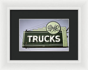 Photo Of A Vintage Gmc Trucks Sign - Framed Print