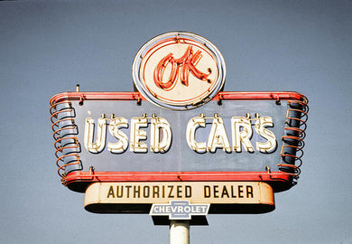 Photo Of A Vintage Ok Used Cars Sign - Art Print