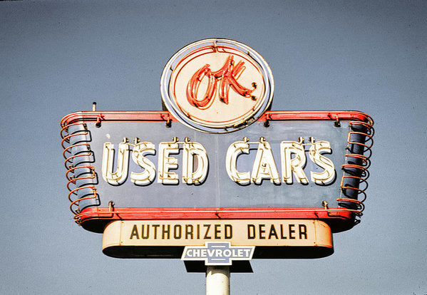 Photo Of A Vintage Ok Used Cars Sign - Art Print