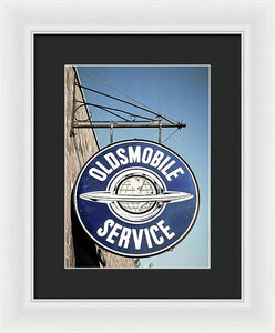 Photo Of A Vintage Oldsmobile Sign - Framed Print