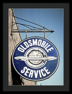 Photo Of A Vintage Oldsmobile Sign - Framed Print