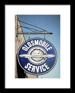 Photo Of A Vintage Oldsmobile Sign - Framed Print