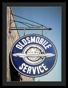 Photo Of A Vintage Oldsmobile Sign - Framed Print