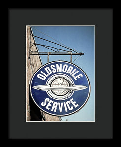 Photo Of A Vintage Oldsmobile Sign - Framed Print