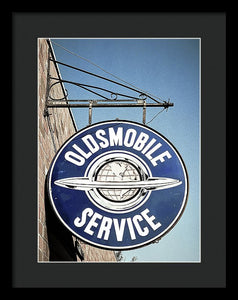 Photo Of A Vintage Oldsmobile Sign - Framed Print