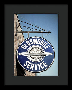 Photo Of A Vintage Oldsmobile Sign - Framed Print