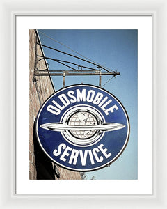 Photo Of A Vintage Oldsmobile Sign - Framed Print