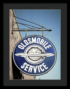 Photo Of A Vintage Oldsmobile Sign - Framed Print