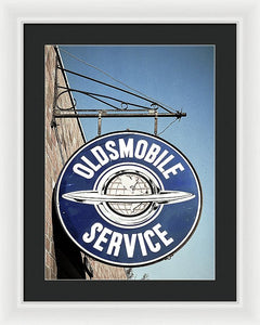 Photo Of A Vintage Oldsmobile Sign - Framed Print