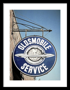 Photo Of A Vintage Oldsmobile Sign - Framed Print