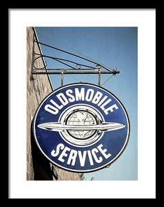 Photo Of A Vintage Oldsmobile Sign - Framed Print