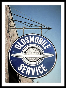 Photo Of A Vintage Oldsmobile Sign - Framed Print