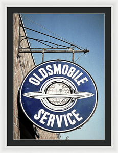 Photo Of A Vintage Oldsmobile Sign - Framed Print