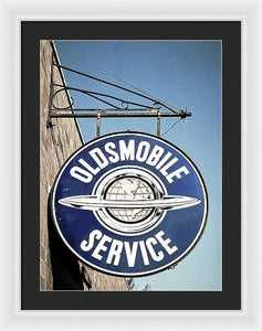 Photo Of A Vintage Oldsmobile Sign - Framed Print