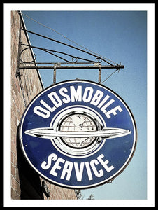 Photo Of A Vintage Oldsmobile Sign - Framed Print