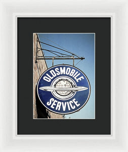 Photo Of A Vintage Oldsmobile Sign - Framed Print