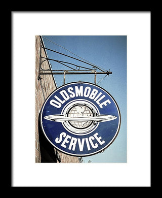 Photo Of A Vintage Oldsmobile Sign - Framed Print