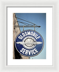 Photo Of A Vintage Oldsmobile Sign - Framed Print