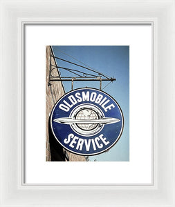 Photo Of A Vintage Oldsmobile Sign - Framed Print