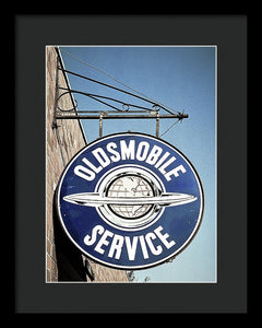 Photo Of A Vintage Oldsmobile Sign - Framed Print