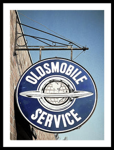 Photo Of A Vintage Oldsmobile Sign - Framed Print