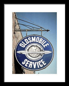 Photo Of A Vintage Oldsmobile Sign - Framed Print