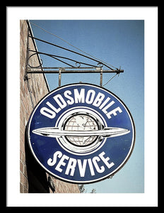 Photo Of A Vintage Oldsmobile Sign - Framed Print