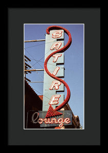 Photo Of An Old Lounge Sign - Framed Print