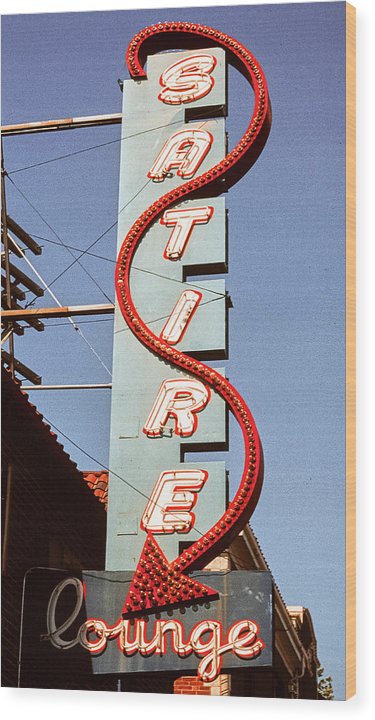 Photo Of An Old Lounge Sign - Wood Print