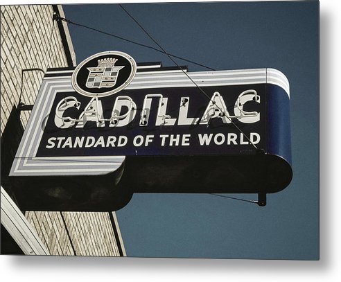 Photo Of An Old, Vintage Cadillac Sign - Metal Print