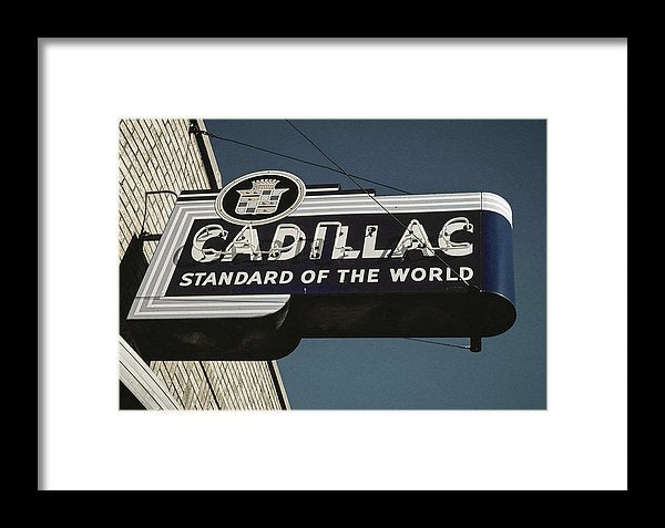 Photo Of An Old, Vintage Cadillac Sign - Framed Print