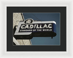 Photo Of An Old, Vintage Cadillac Sign - Framed Print