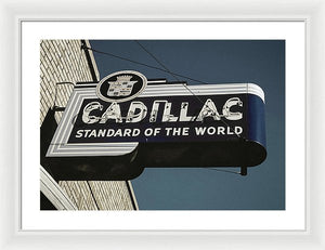 Photo Of An Old, Vintage Cadillac Sign - Framed Print