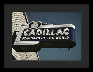 Photo Of An Old, Vintage Cadillac Sign - Framed Print