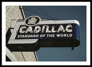 Photo Of An Old, Vintage Cadillac Sign - Framed Print