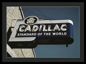 Photo Of An Old, Vintage Cadillac Sign - Framed Print