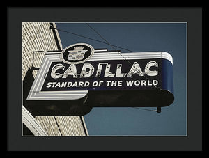 Photo Of An Old, Vintage Cadillac Sign - Framed Print