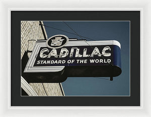 Photo Of An Old, Vintage Cadillac Sign - Framed Print