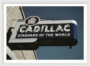 Photo Of An Old, Vintage Cadillac Sign - Framed Print