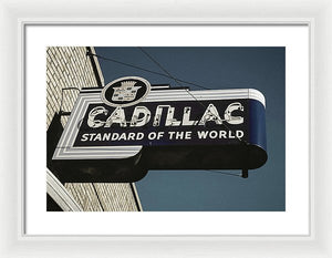 Photo Of An Old, Vintage Cadillac Sign - Framed Print