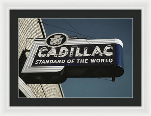 Photo Of An Old, Vintage Cadillac Sign - Framed Print