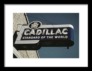 Photo Of An Old, Vintage Cadillac Sign - Framed Print