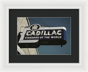 Photo Of An Old, Vintage Cadillac Sign - Framed Print