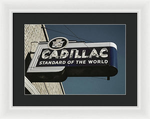 Photo Of An Old, Vintage Cadillac Sign - Framed Print