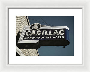 Photo Of An Old, Vintage Cadillac Sign - Framed Print