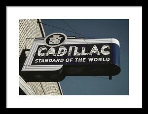 Photo Of An Old, Vintage Cadillac Sign - Framed Print