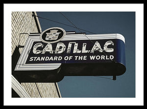 Photo Of An Old, Vintage Cadillac Sign - Framed Print